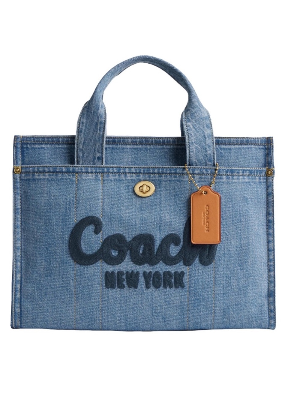 New Coach Blue Denim Canvas Cargo Tote Bag - Picture 1 of 7